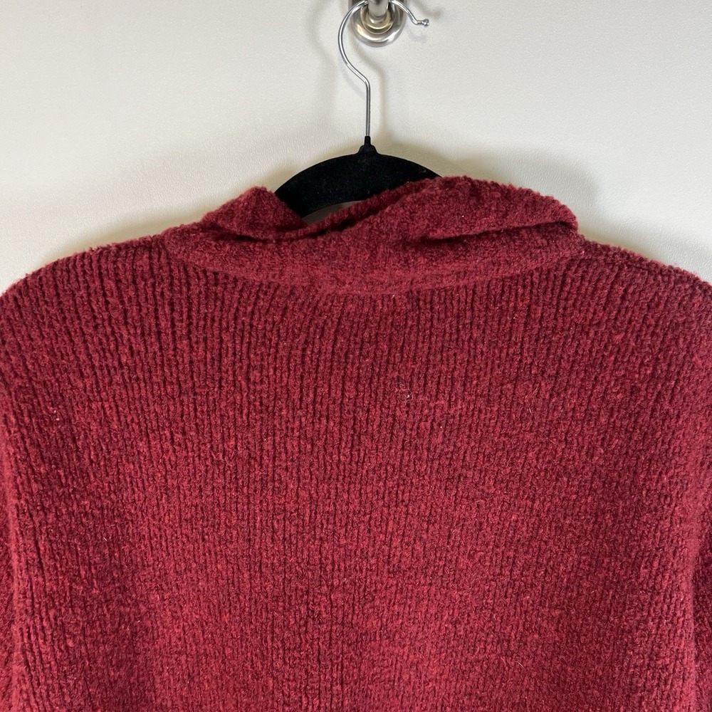 L.L. Bean Wool‎ Blend Sweater Women XL Red Knit Full Zip Fisherman Vintage - Picture 10 of 11